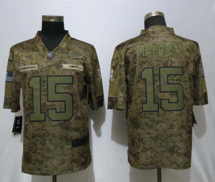 Men Kansas City Chiefs #15 Mahomes Nike Camo Salute to Service Limited NFL Jerseys